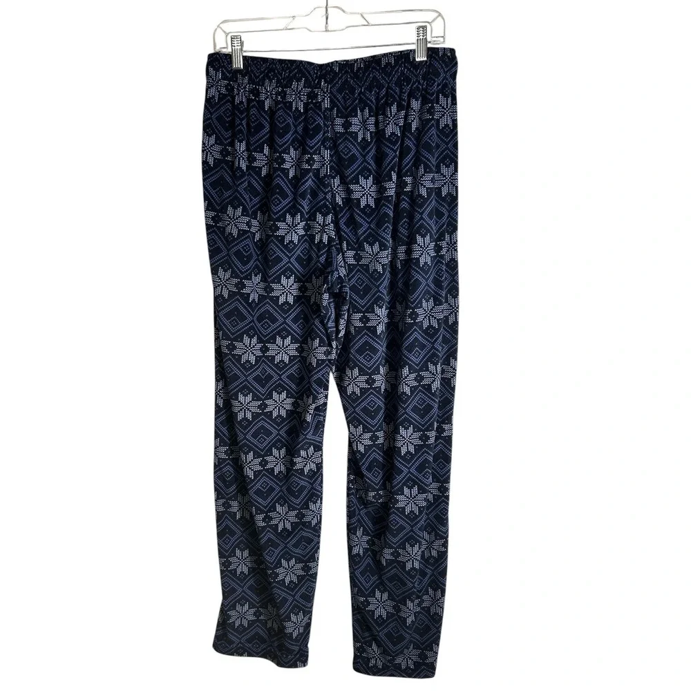 George Men Pajama Pants Blue Fair Isle Snowflake Lounge Sleep Pants Size M 32-34